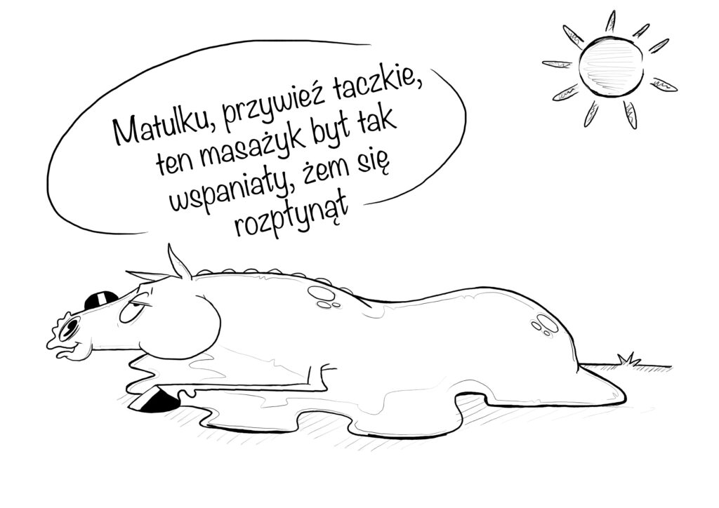 Terapia manualna koni – ilustracja rozluźnionego konia po zabiegu