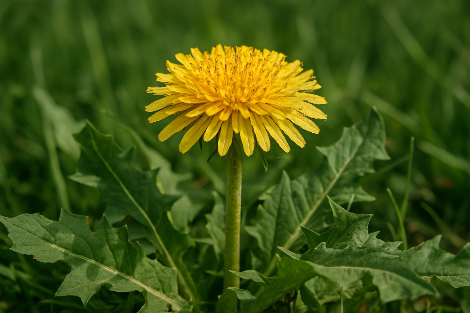 Żółty kwiat i liście mniszka lekarskiego – zioło wspomagające wątrobę i detoksykację