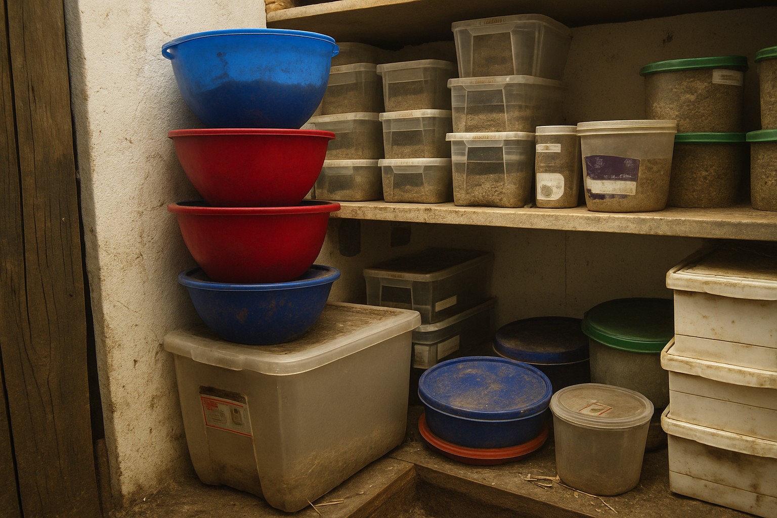 Przygotowane pudełka z posiłkami dla koni