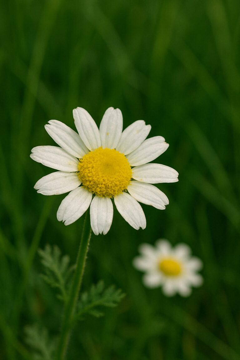 Kwiaty rumianku – zioło o działaniu uspokajającym i przeciwzapalnym dla koni