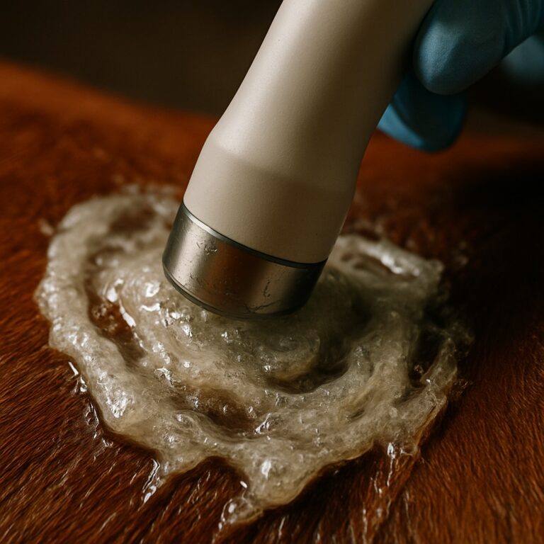 głowica ultradźwiękowa podczas zabiegu sonoforezy