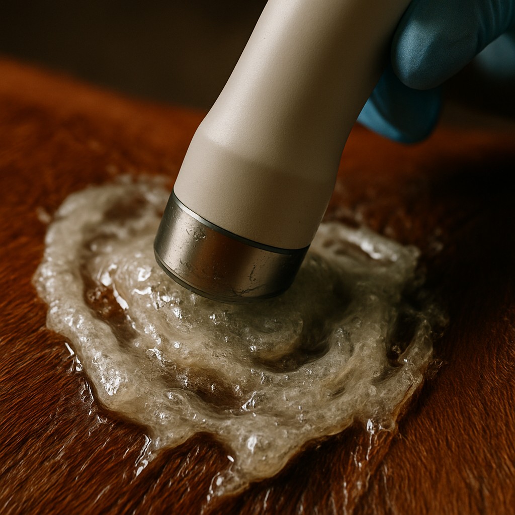 głowica ultradźwiękowa podczas zabiegu sonoforezy