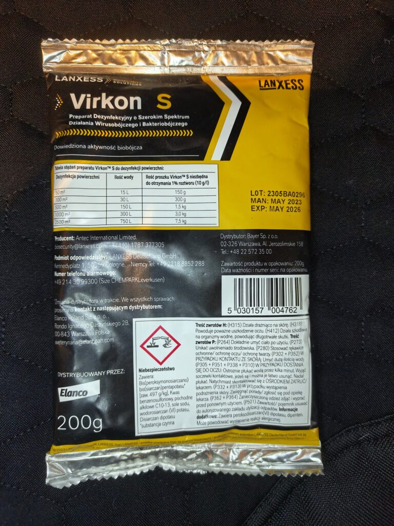 Virkon S - preparat do zapewnienia bioasekuracji w trakcie transportu koni